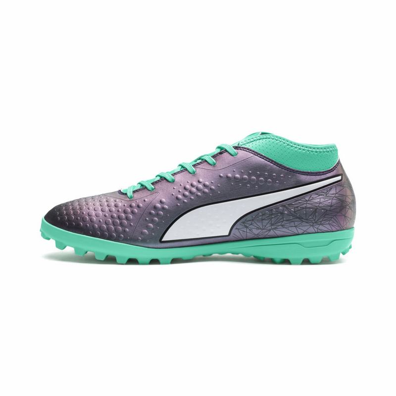 Chaussure de Foot Puma One 4 Illuminate Synthetic Tt Homme Vert/Blanche/Noir Soldes 369RGWHI